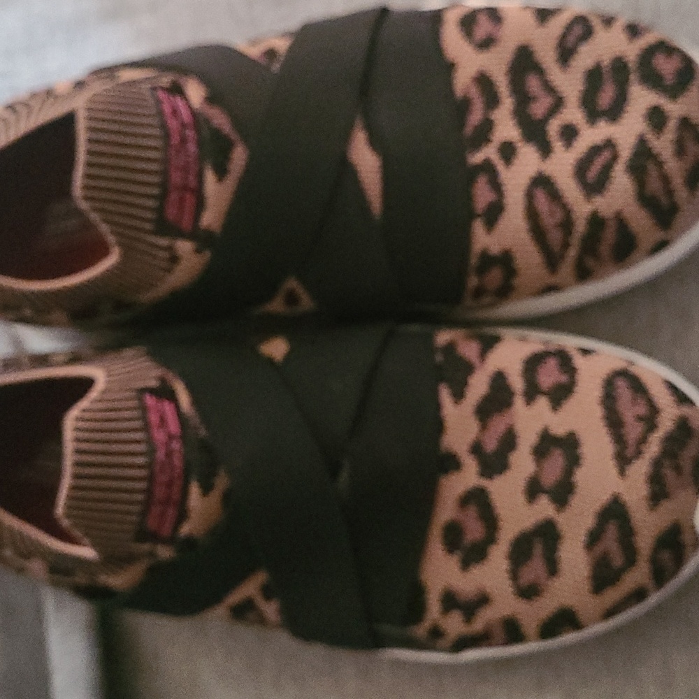 BOBS from Skechers Women's Leopard Print Slip-On Athletic Shoes in Tan and Black